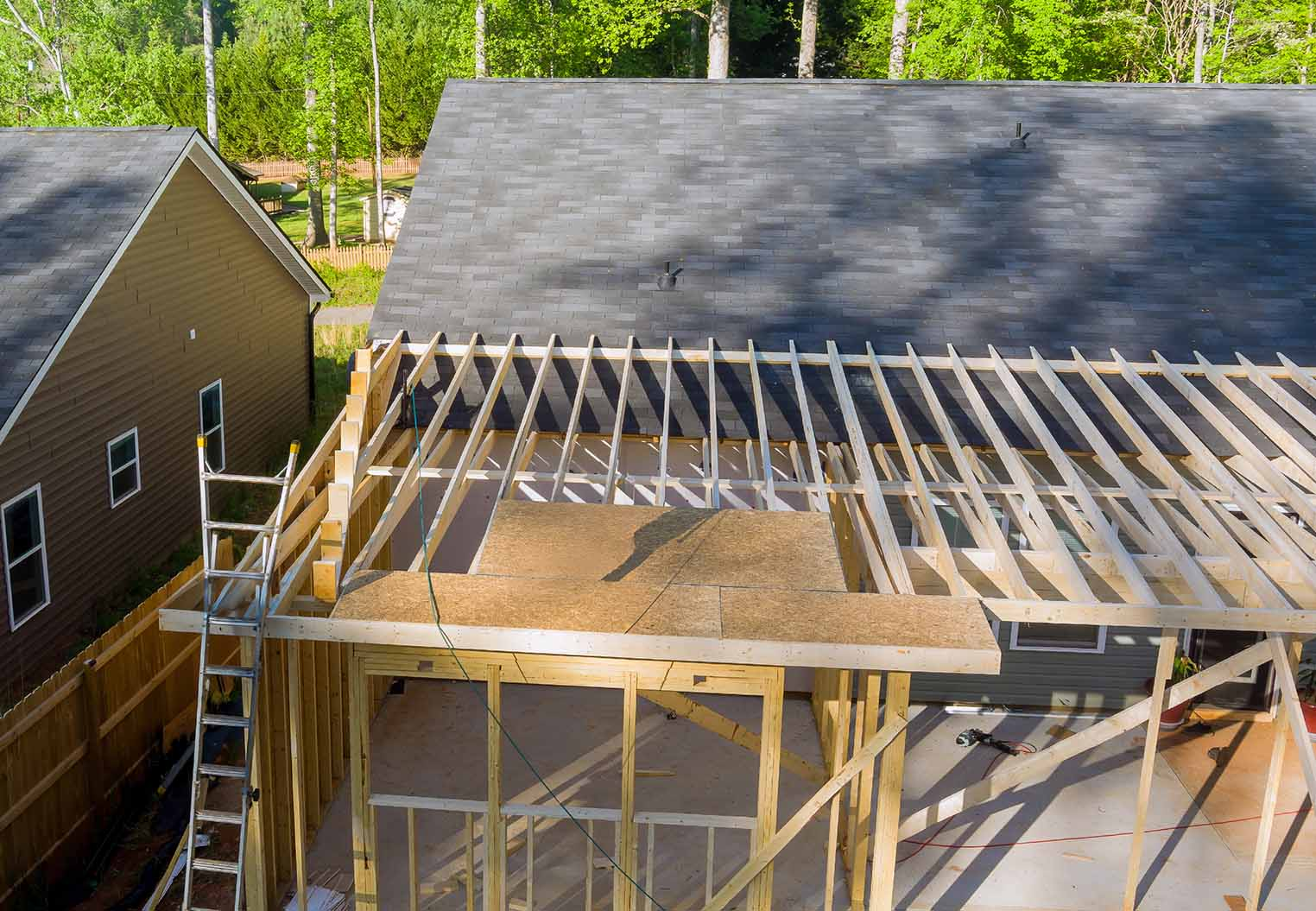 Home addition construction project