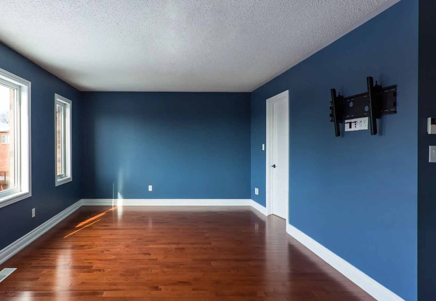 freshly painted blue walls