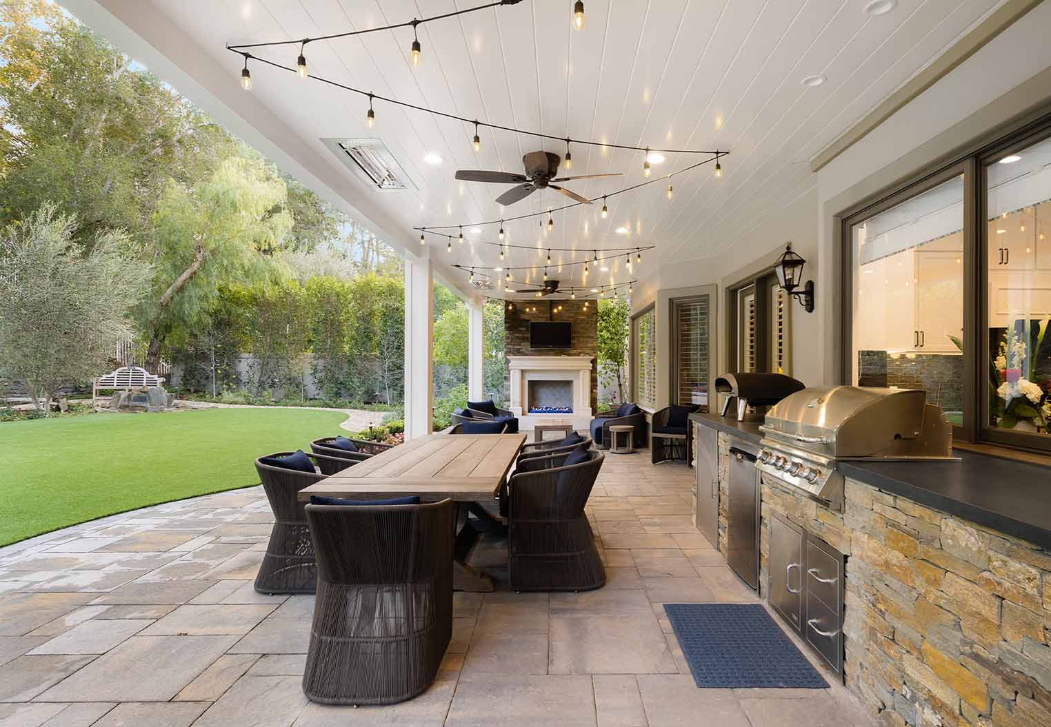 view of outdoor kitchen in a luxury home